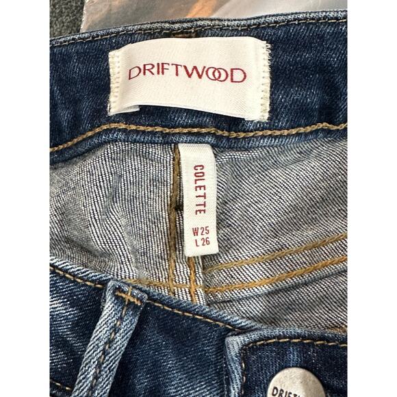 Driftwood Embroidered Colette Jeans Medium Wash Size 25W 26L NWT Floral Cuffed - Picture 4 of 16